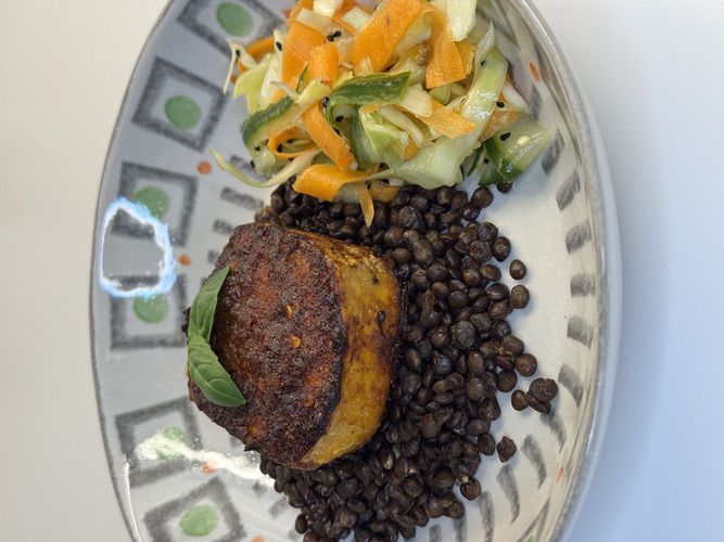 Nourished-By-Nia-Harissa-Grilled-Tofu-Steak-Black-Lentils-pickled-salad